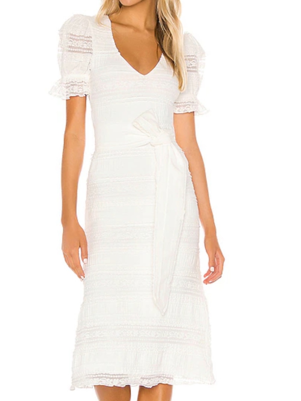 Tularosa. White EyeletMidi Dress - Women. Medium.